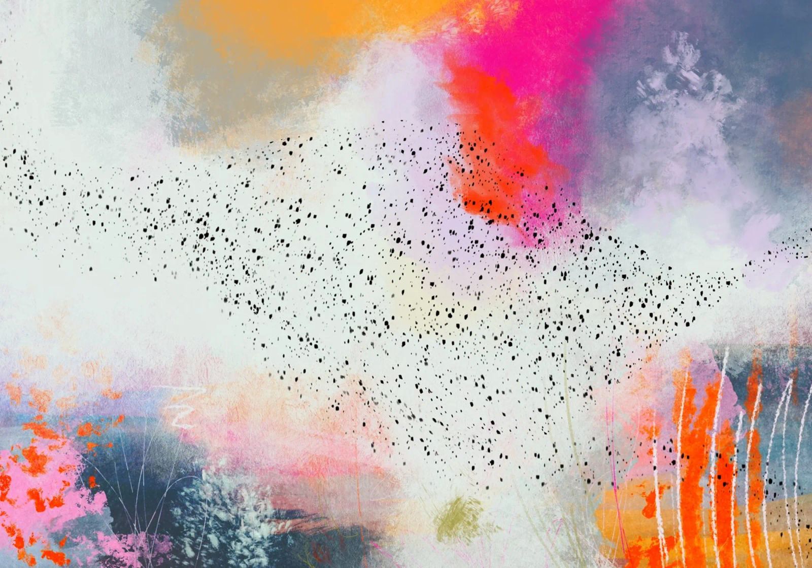 Dance of the starlings - Sort Sol poster by Annikamilla
