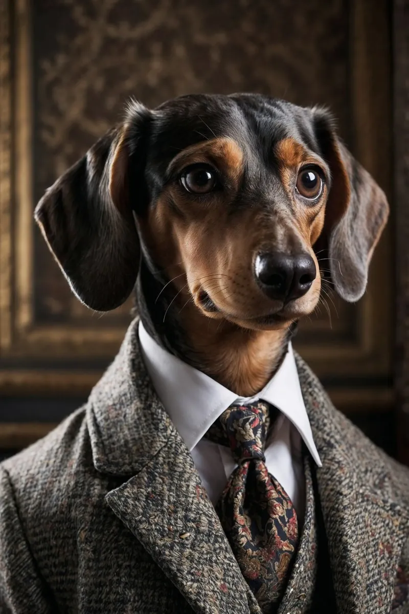 Il Nobile Gentiluomo - Bassotto Dapper poster con telaio in legno da Beasts of Nobility