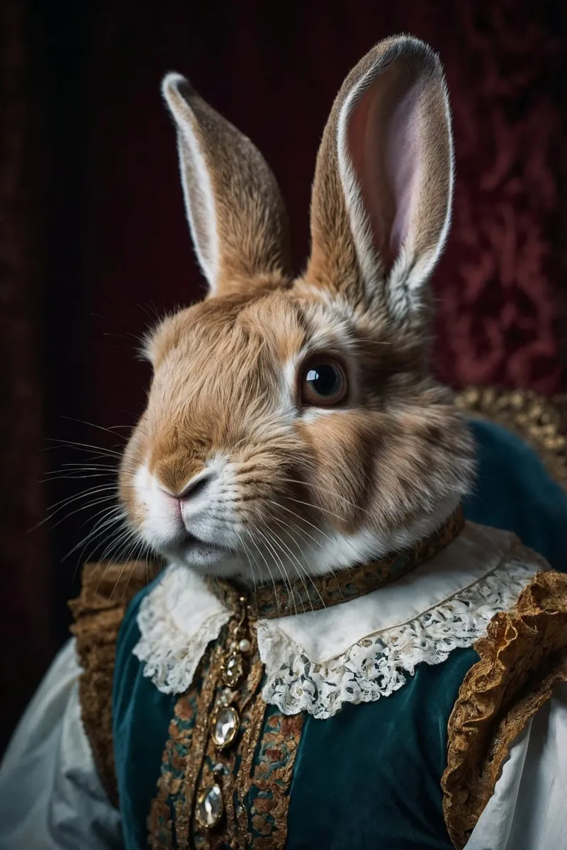 Lady Thistlewhiskers - Nobile coniglio della Corte Verde alluminio dibond da Beasts of Nobility
