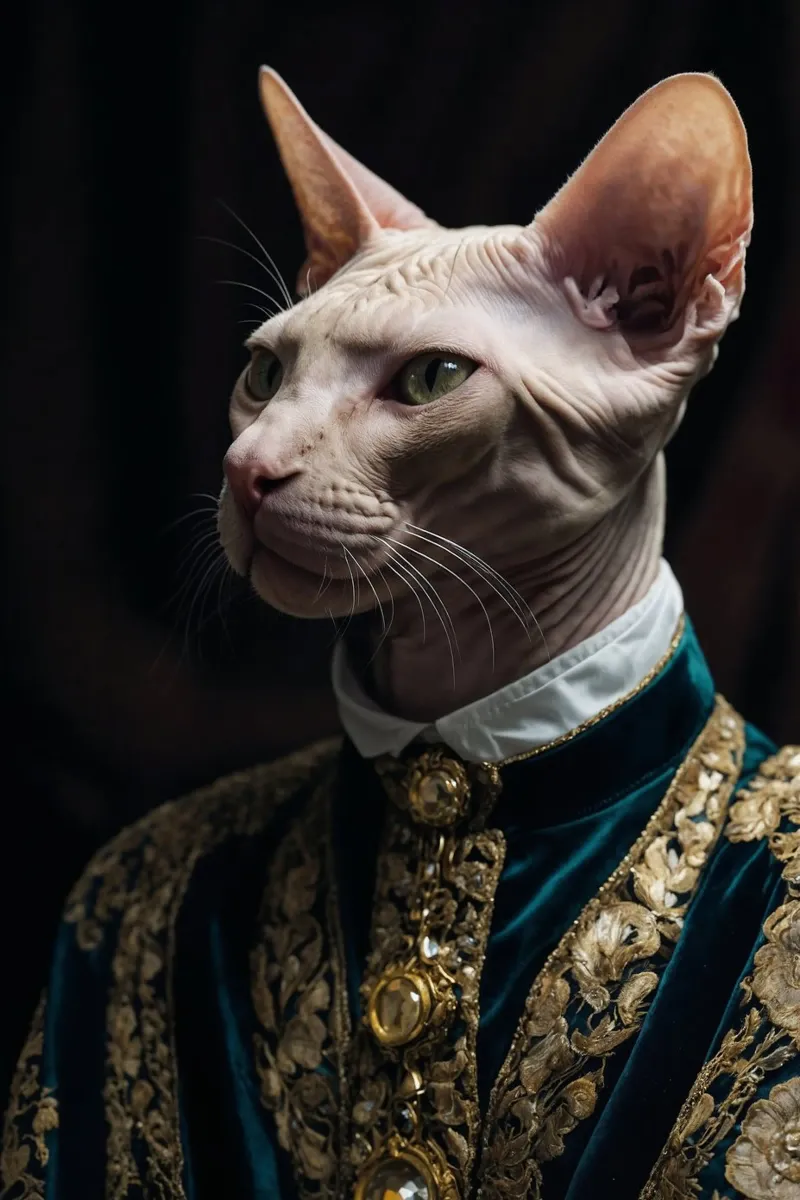 Count Sphynx: The Regal Feline canvas with Floater frame by Beasts of Nobility