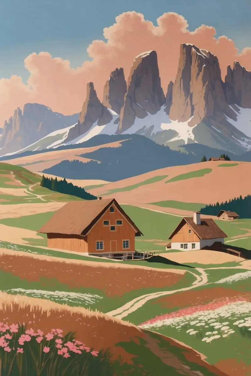Alpe di Siusi in the glow of spring | Work 1 hahnemühle by AlbertKlee