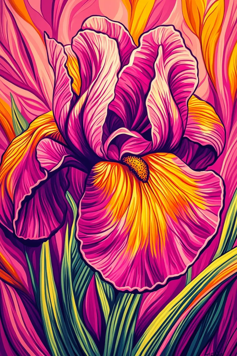 Pink Iris | L'Art Nouveau incontra la Pop Art poster da Autofocus