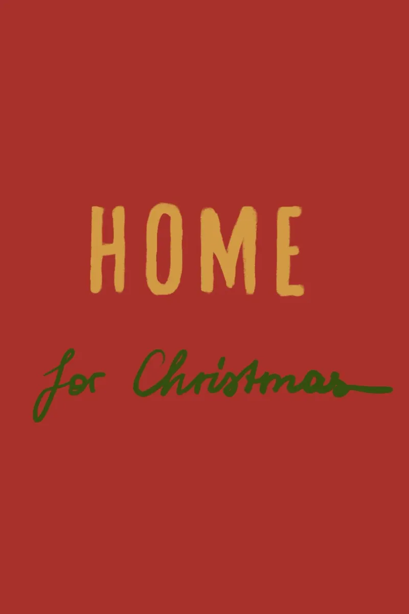 Home For Christmas Auf Rot Schriftzug Poster mit Holzrahmen von Alisa Knöß