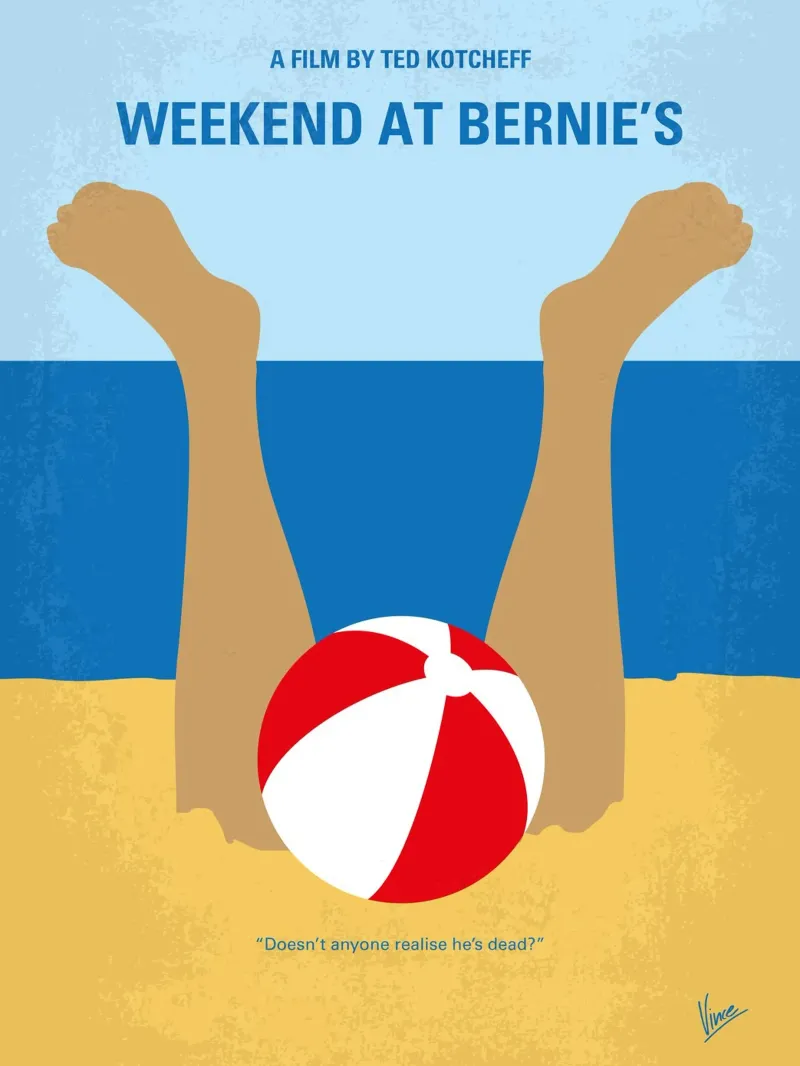 No765 My Weekend at Bernies minimal movie poster canvas met Baklijst van Chungkong