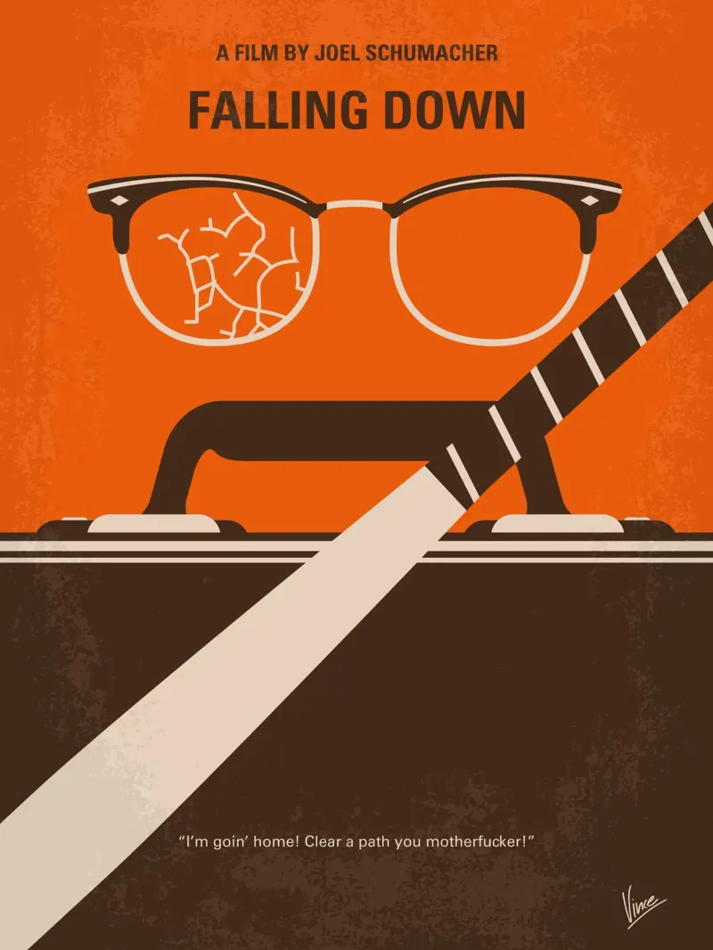 No768 My Falling Down minimal movie poster carta hahnemühle da Chungkong