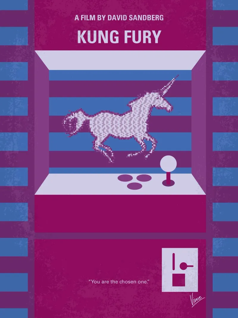 No770 My Kung Fury minimal movie poster poster con telaio in alluminio da Chungkong