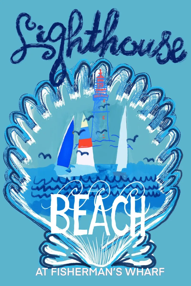 Poster della spiaggia del faro II poster con telaio in legno da Cartissi