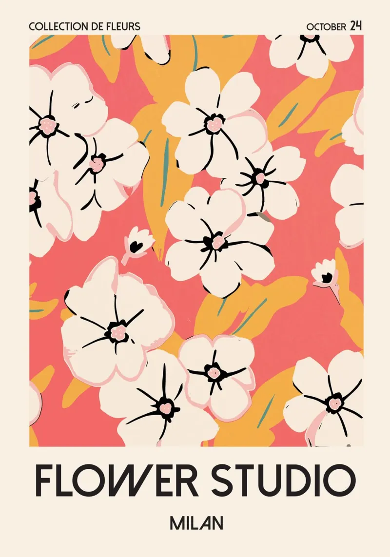 Fiori eleganti - estetica moderna per la vostra casa tela con Cornice a cassetta da Studio Mooodz