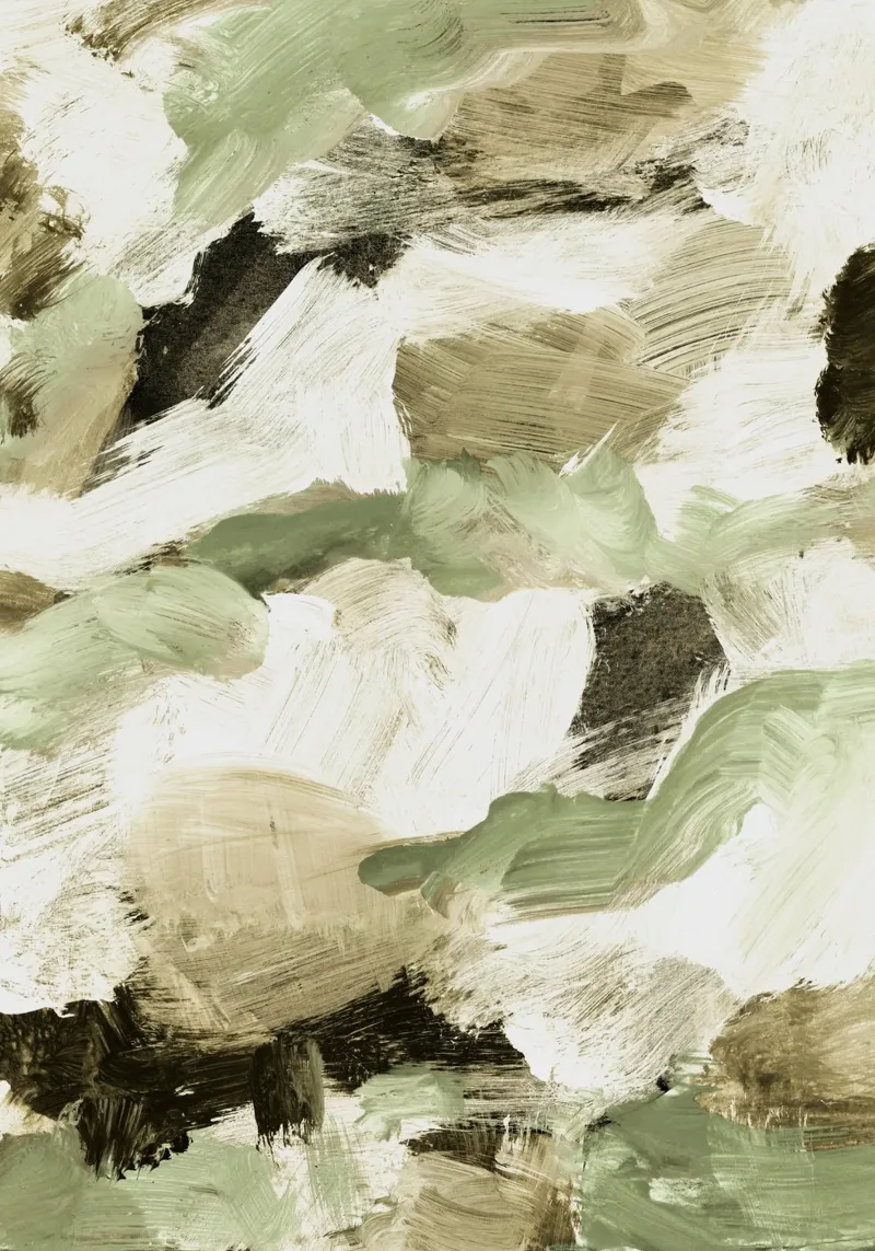 Abstract Painting VI Tan and Green plexiglass da IRIS LEHNHARDT FINE ART
