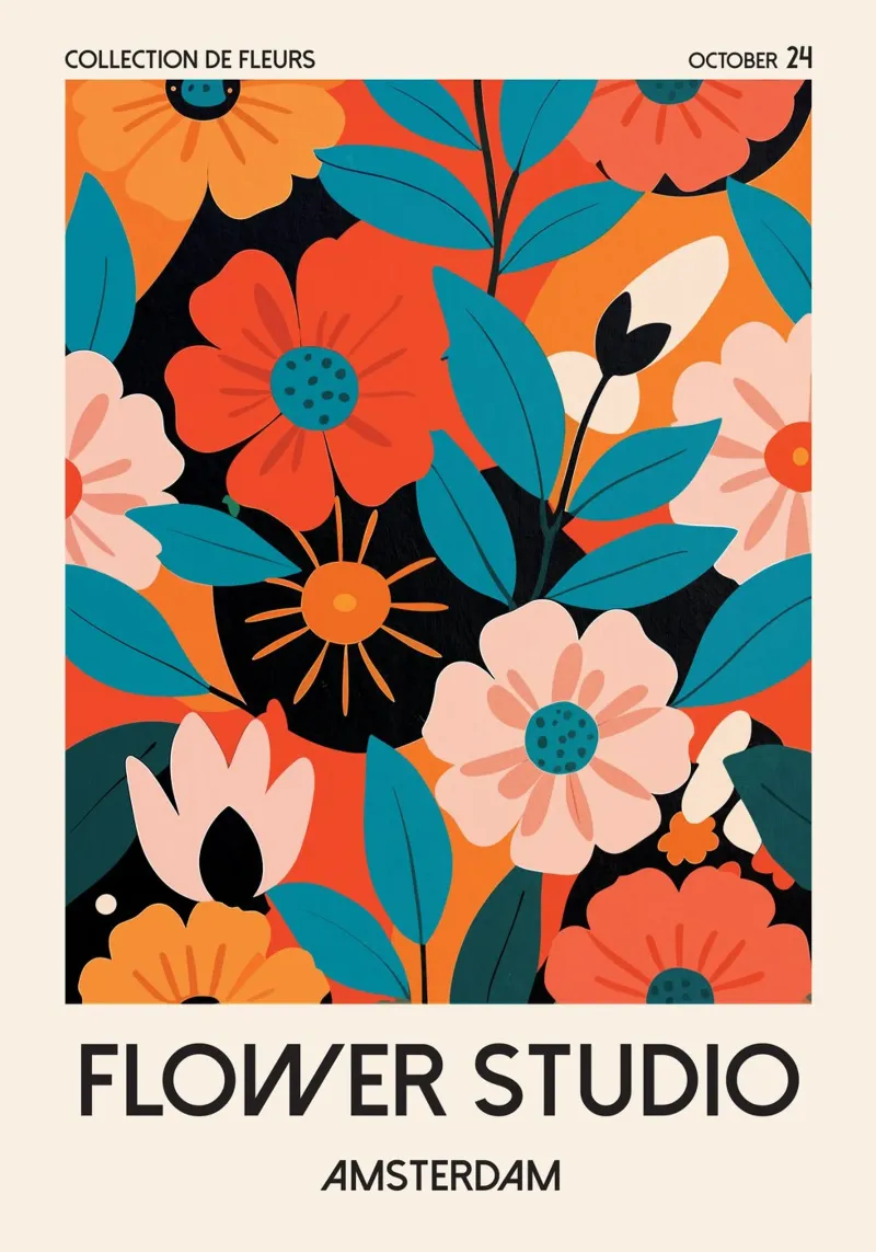 Leggerezza floreale - minimalismo per ambienti moderni poster da Studio Mooodz
