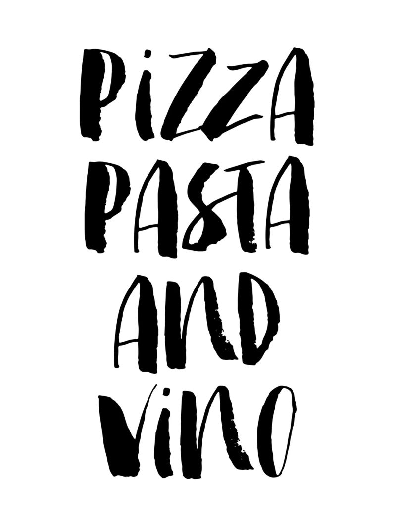 Pizza, pâtes et vin poster de THE MOTIVATED TYPE