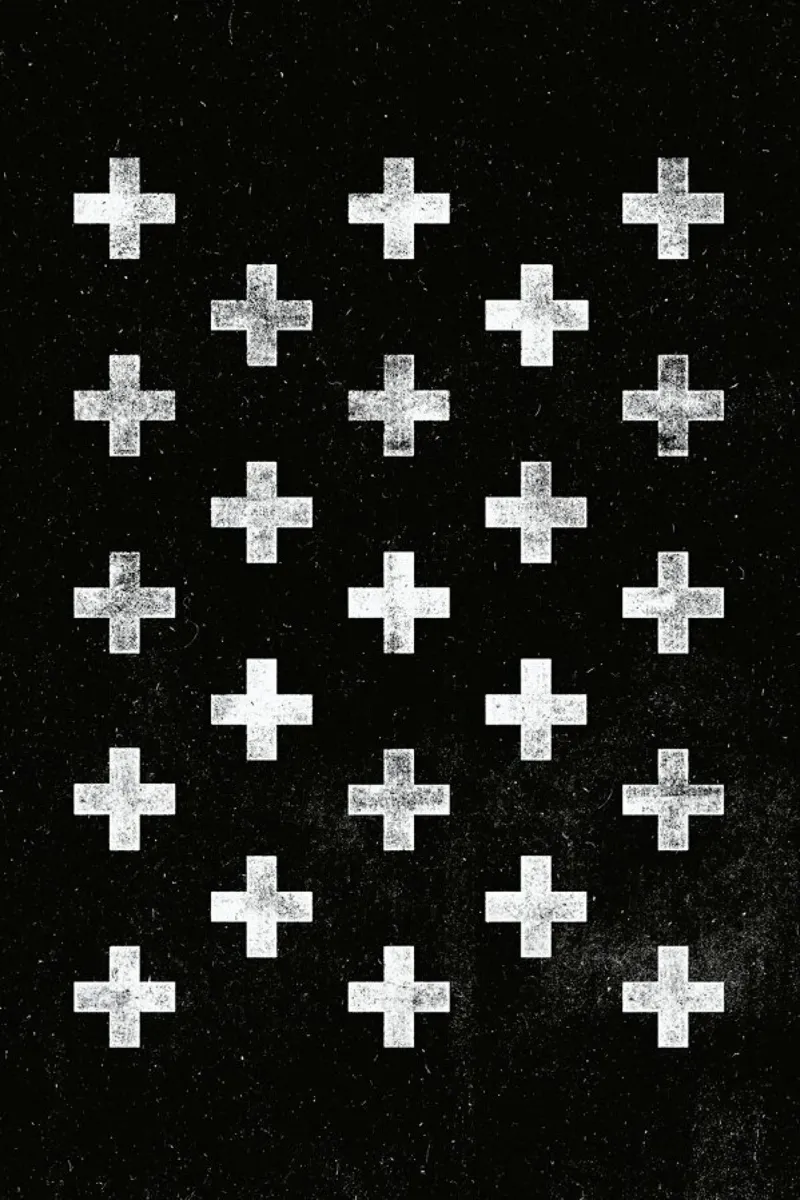 Swiss Cross Geometric Pattern in Monochrome Black and White hahnemühle by THE MOTIVATED TYPE