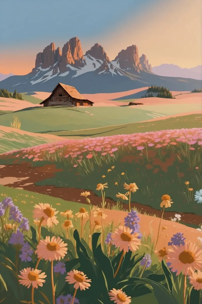 Alpe di Siusi in un mare di fiori | Lavoro 3 alluminio dibond da AlbertKlee