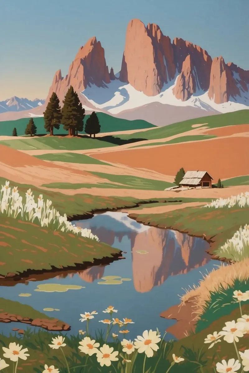 Alpe di Siusi in spring | Work 6 canvas by AlbertKlee