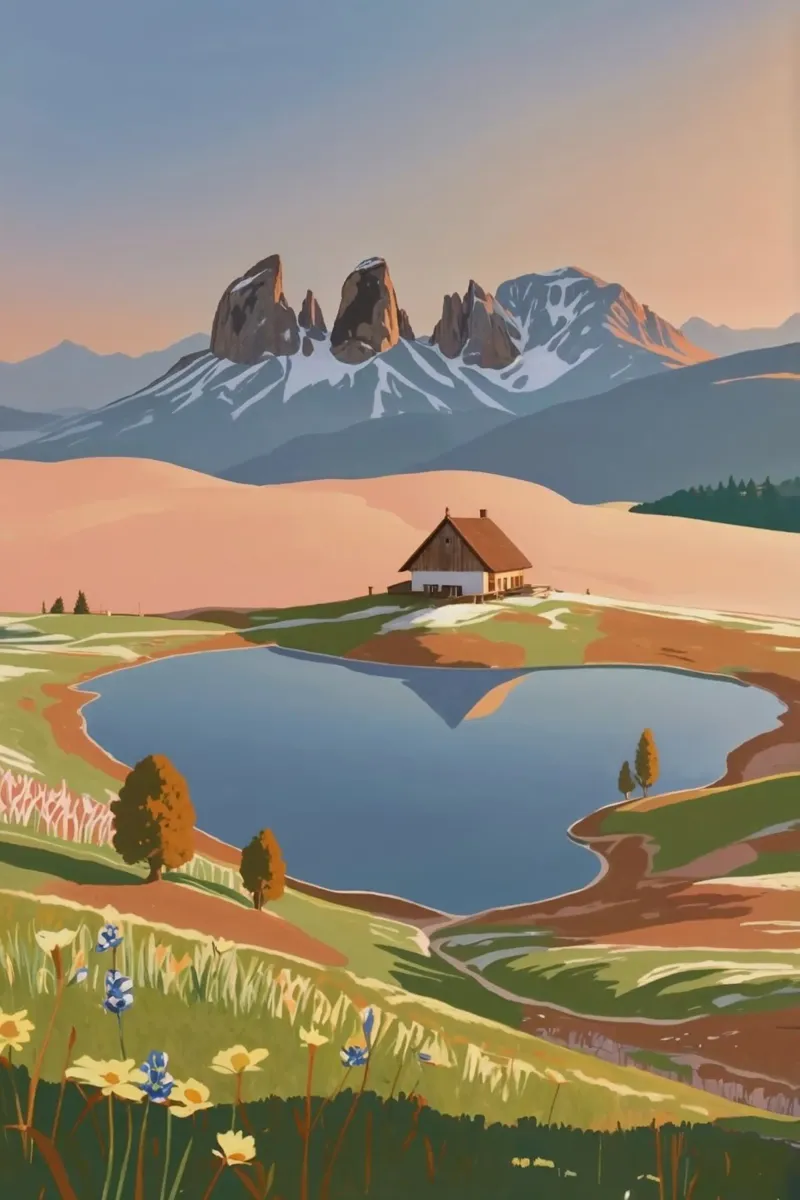 Alpe di Siusi sul lago | Impianto 8 alluminio dibond da AlbertKlee