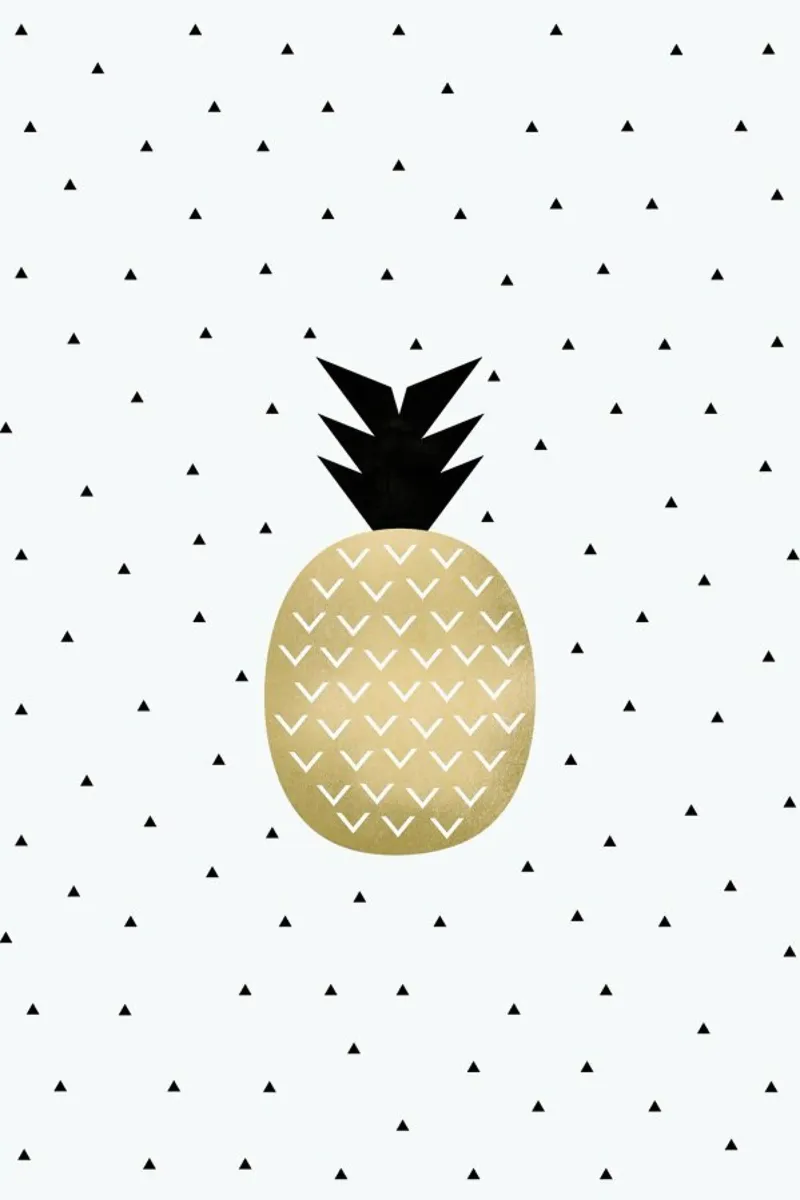 Golden Pineapple poster con telaio in legno da Elisabeth Fredriksson
