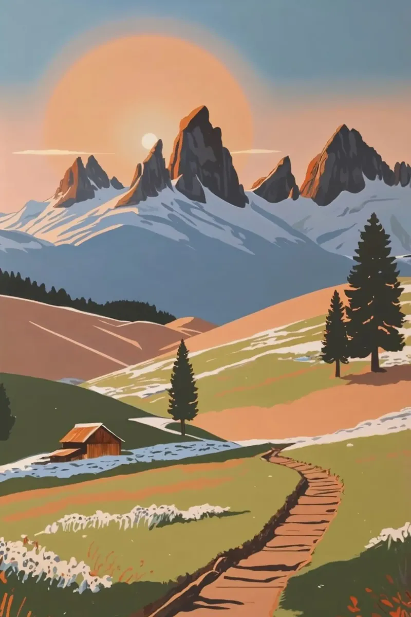 Three peaks at dawn | Work 4 canvas by AlbertKlee
