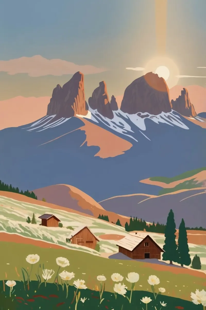 Three peaks in the morning light | Work 7 canvas by AlbertKlee