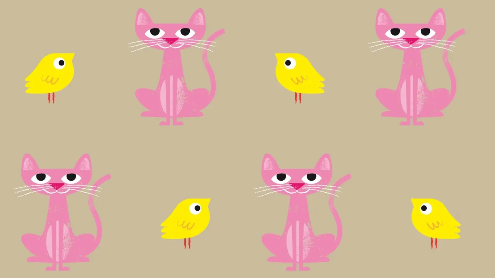 Cat and bird 02 alu-dibond by Looks n Brains