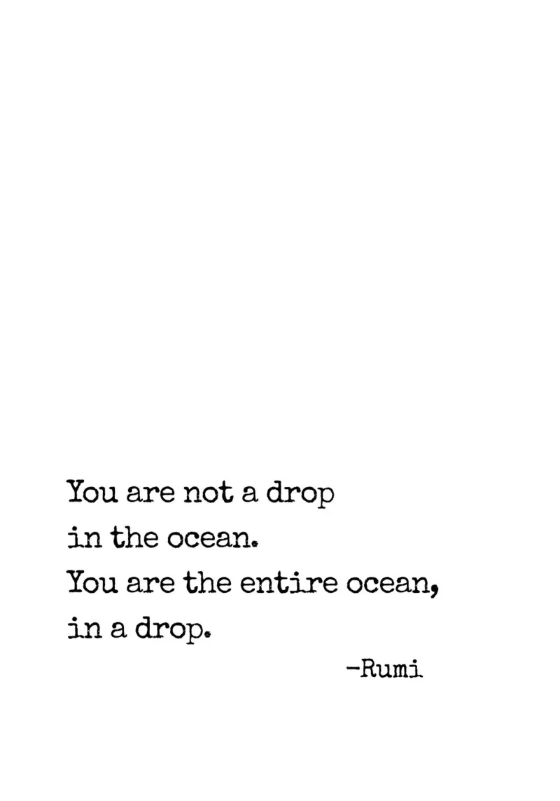 Non sei una goccia nell'oceano - Citazione di Rumi carta hahnemühle da Paigaam Studio