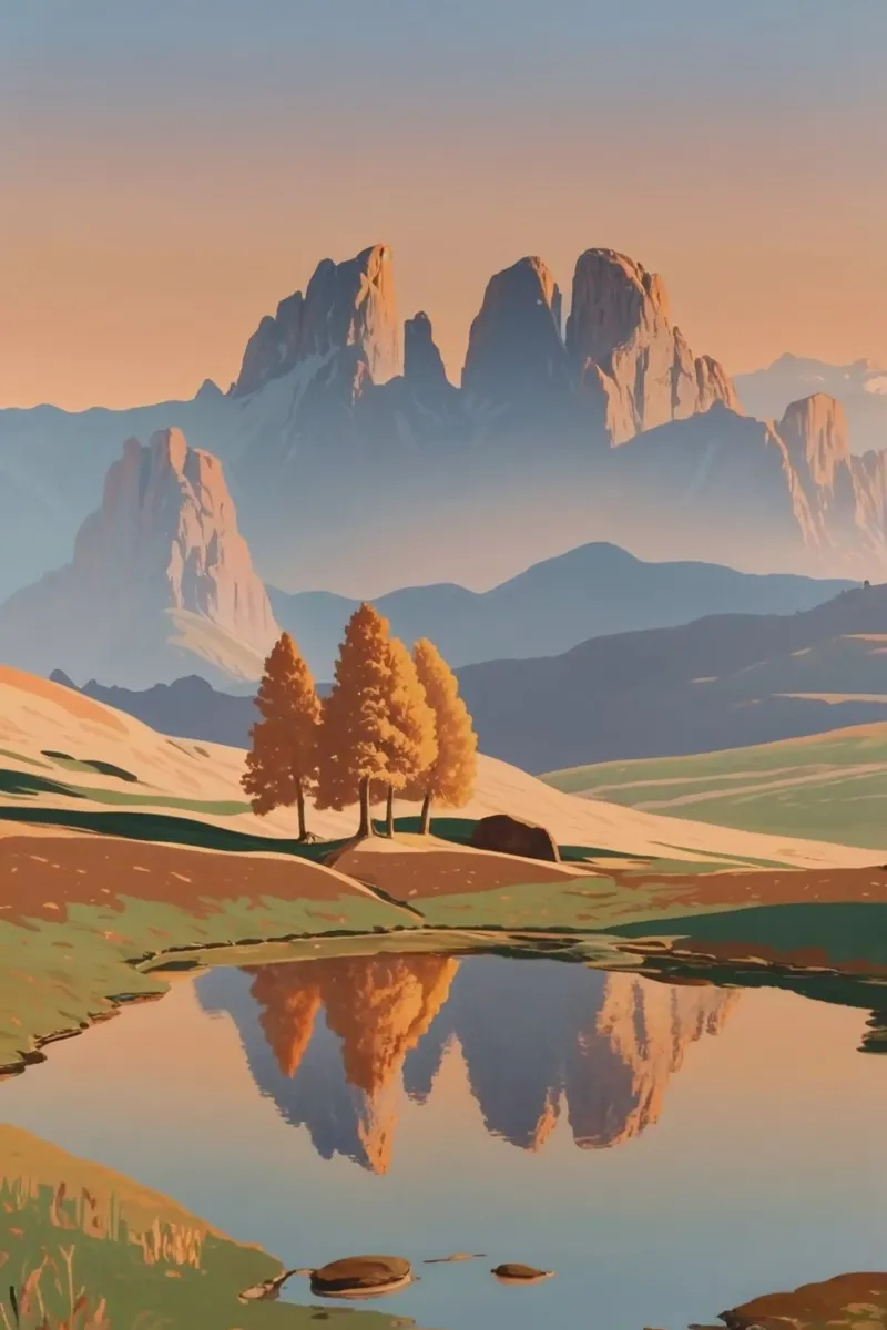 L'Alpe de Siusi dans la lumière de l'automne | Oeuvre 6 hahnemühle de AlbertKlee