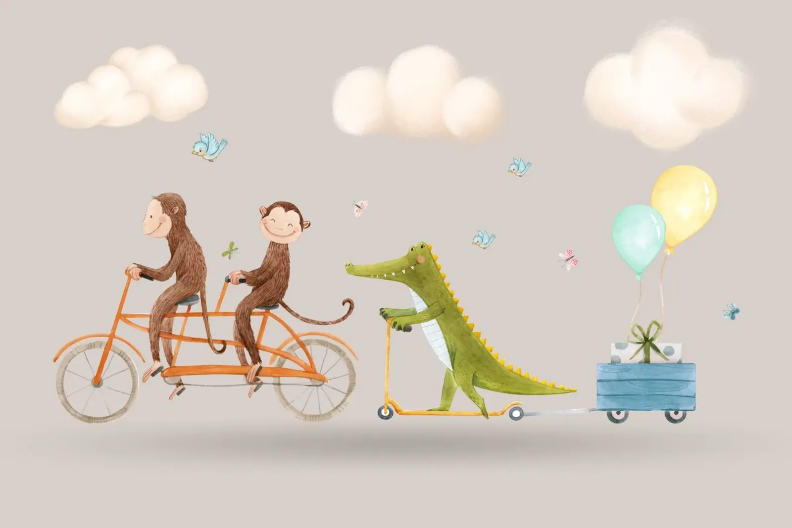 Avventura con i compagni di bicicletta poster con telaio in alluminio da Doodle Dreams Art