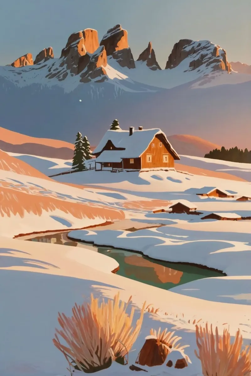 Rustig winterlandschap op de Seiser Alm | Werk 5 hahnemühle van AlbertKlee