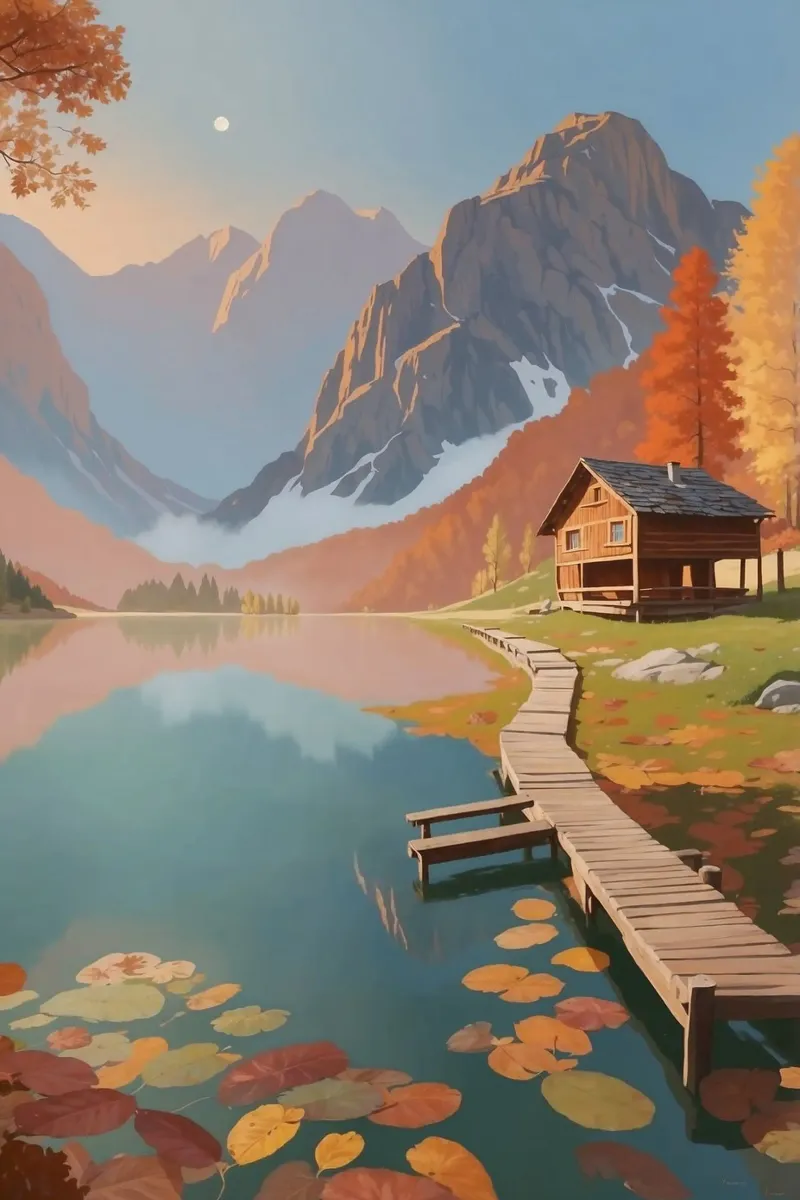 Herbstliche Idylle am Pragser Wildsee | Werk 8 Poster von AlbertKlee