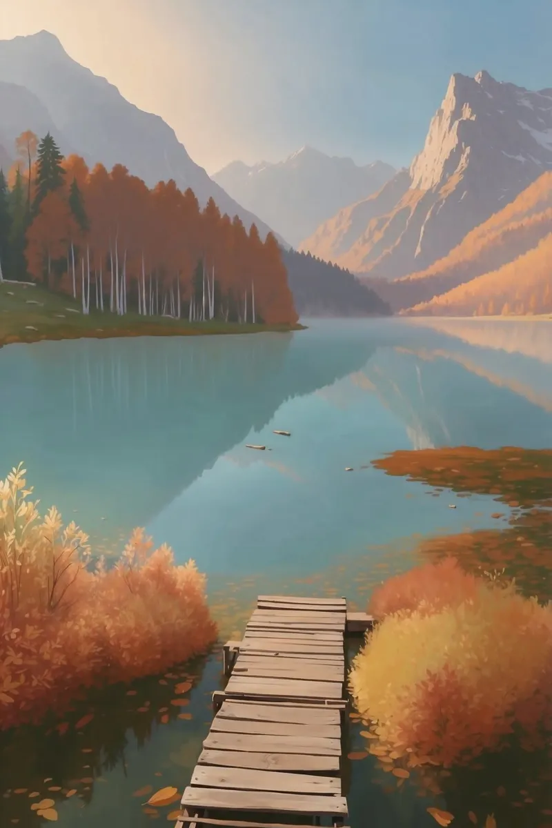 Tranquilla atmosfera autunnale al lago di Braies | Werk 9 carta hahnemühle da AlbertKlee