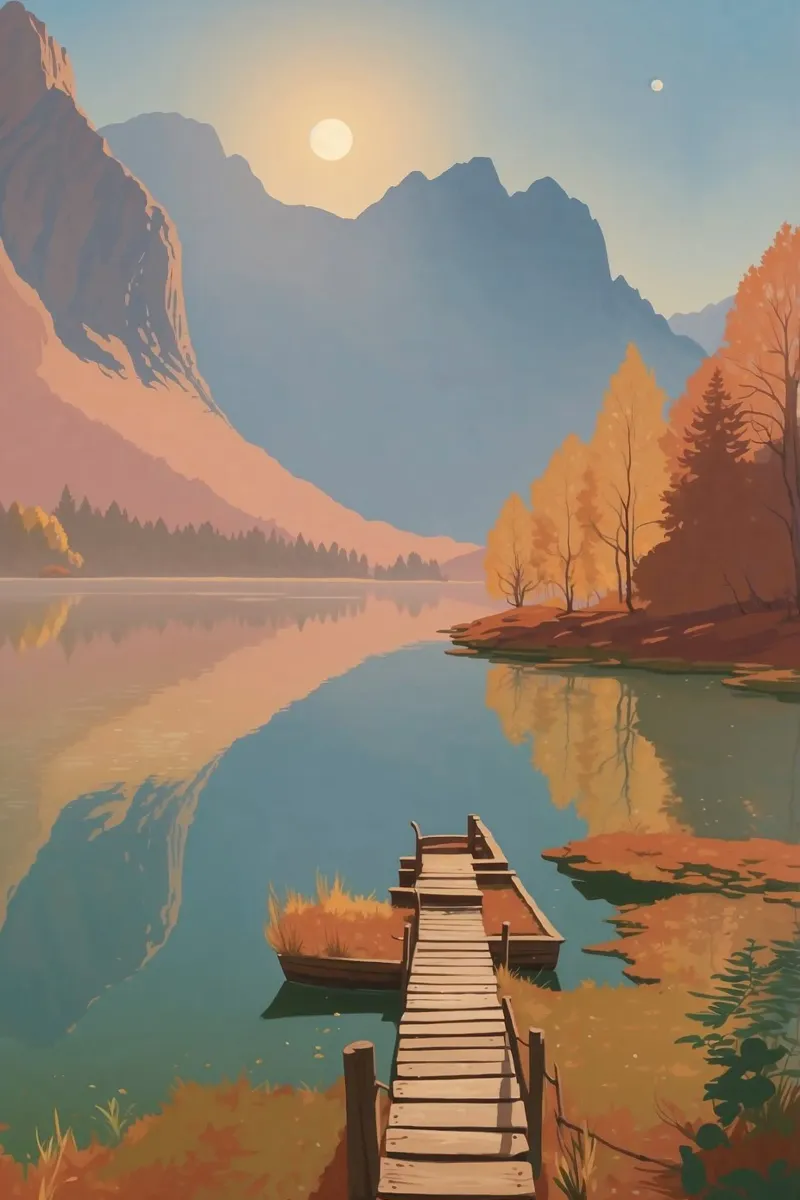 Idylle automnale au lac Pragser Wildsee | Usine 11 poster de AlbertKlee