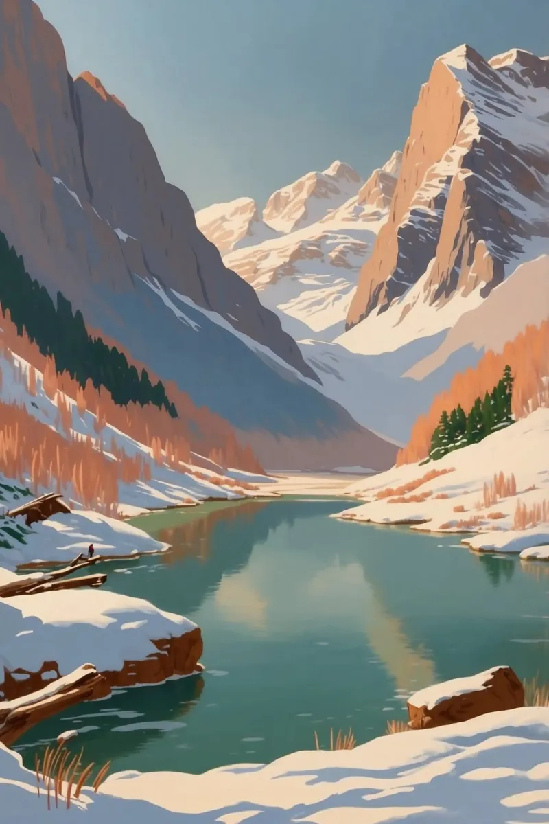 Winterliche Ruhe am Pragser Wildsee | Werk 4 Poster von AlbertKlee