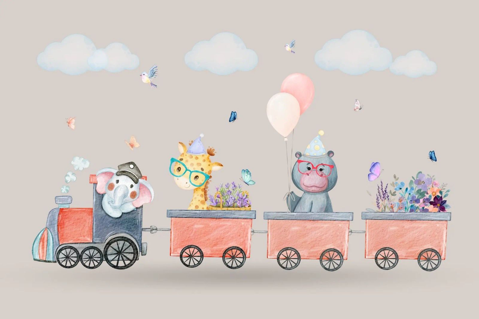 Le train des animaux poster de Doodle Dreams Art