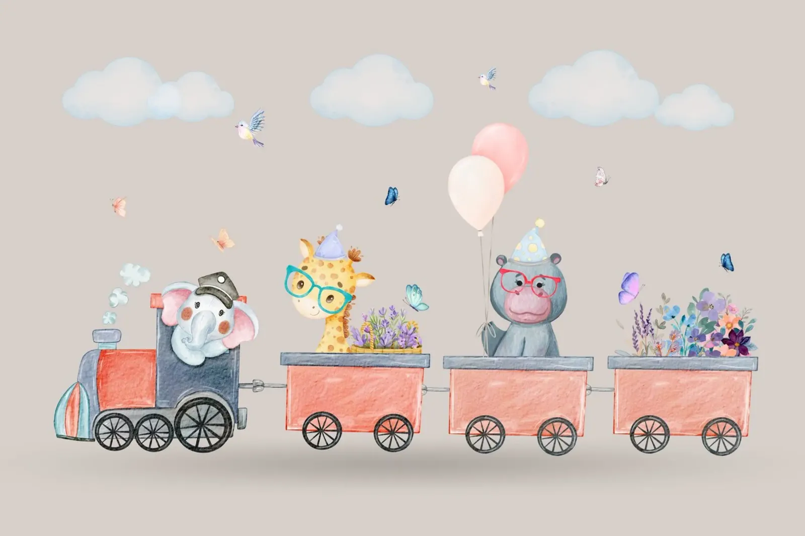 El tren de los animales hahnemühle de Doodle Dreams Art