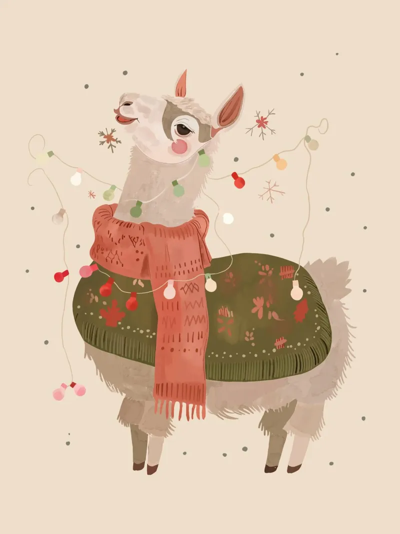 Holiday Llama Joy ll hahnemühle by ArtsySesta