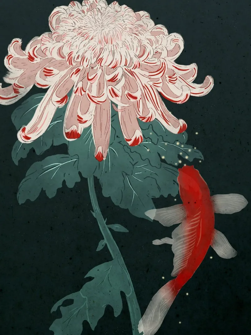 Chrysanthemum and Koi pellicola backlit da Duong Tu Tran