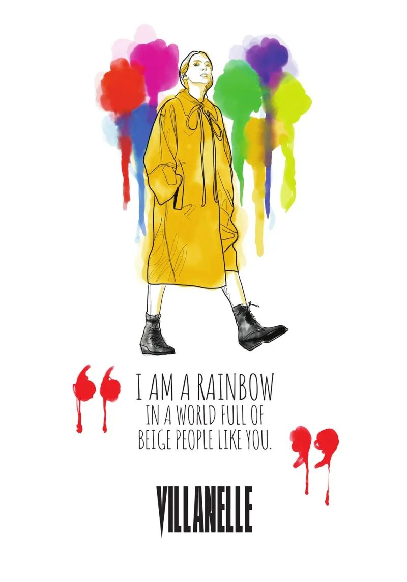 Rainbow Villanelle poster avec cadre en bois de GrayPixel
