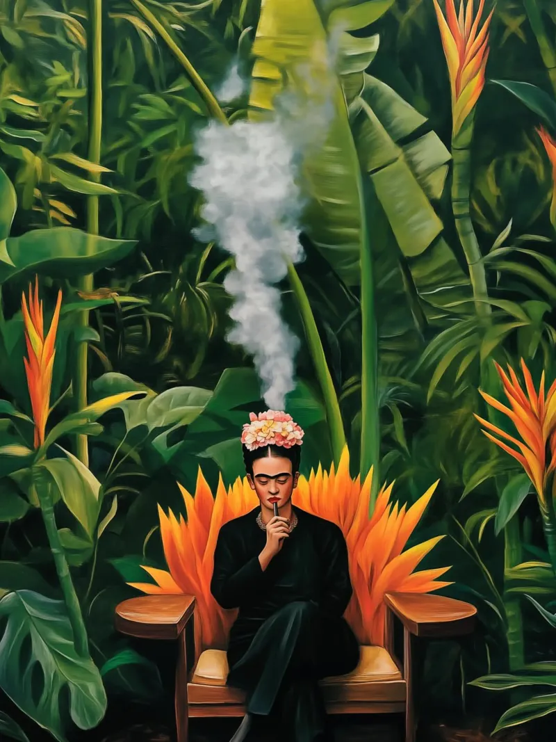Reflection in the jungle with Frida Kahlo poster with aluminum frame by Autofocus