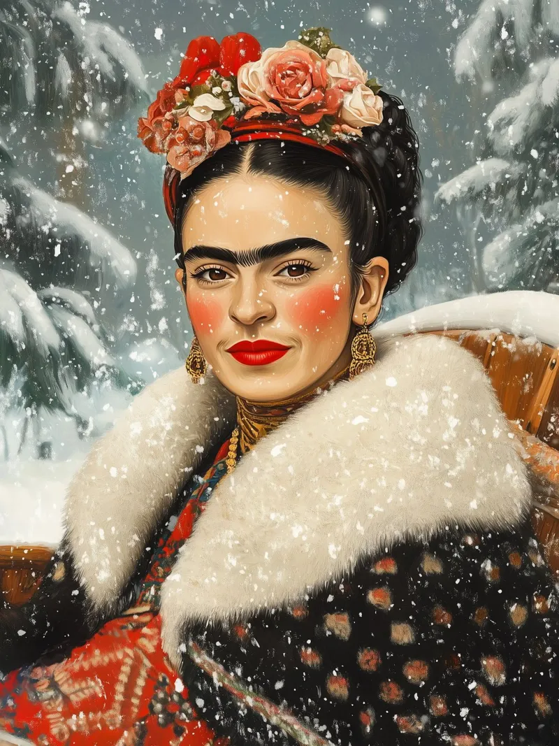 La magia invernale di Frida tela con Cornice a cassetta da Carinaprint