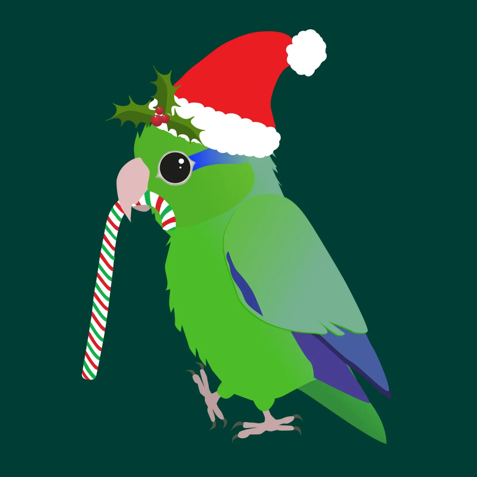 Een schattige kerstgroene pacific papegaai poster met houten frame van BwiseLizzy