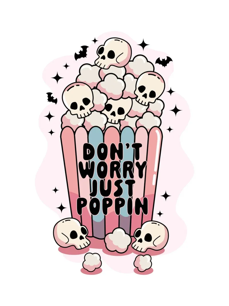 Don't Worry Just Poppin poster con marco de madera de cafelab