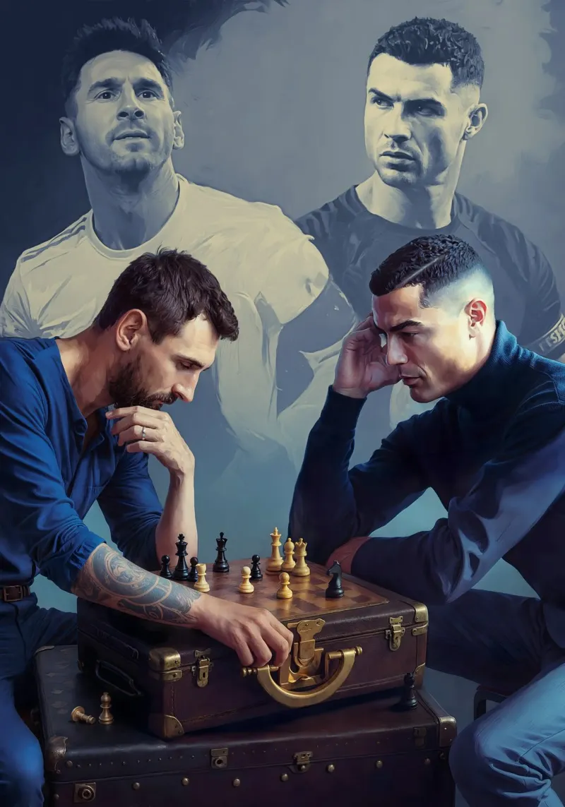 Messi and Ronaldo - The Greates of all Time poster con telaio in alluminio da Lootprint