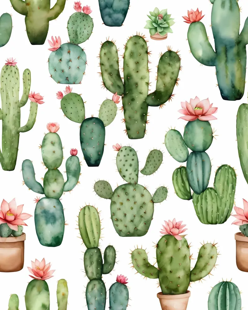 Delizia del deserto: Una collezione di cactus acquerellati alluminio dibond da Artistic-shop