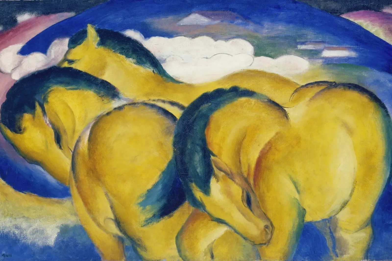 Franz Marc - Piccoli cavalli gialli pellicola backlit da ARTOTHEK