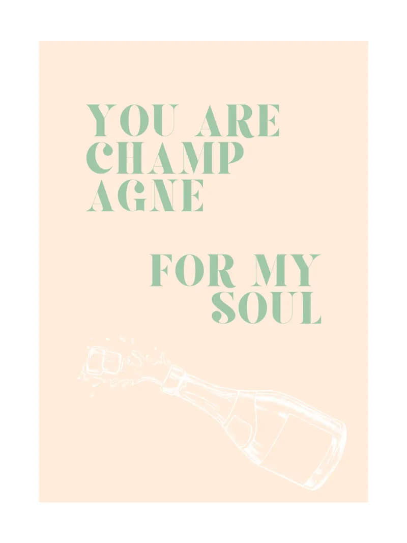 Champagne for my soul poster con telaio in alluminio da Ohkimiko
