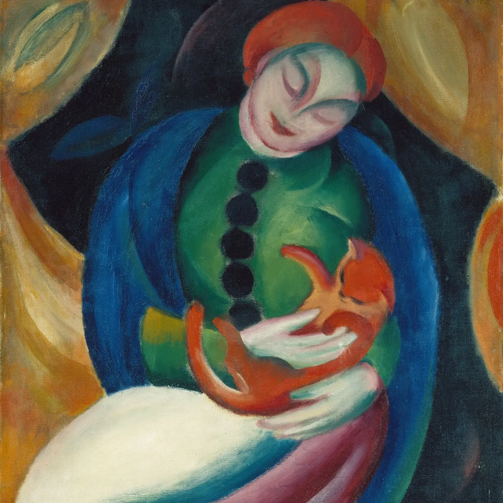 Franz Marc - Ragazza con gatto pellicola backlit da ARTOTHEK