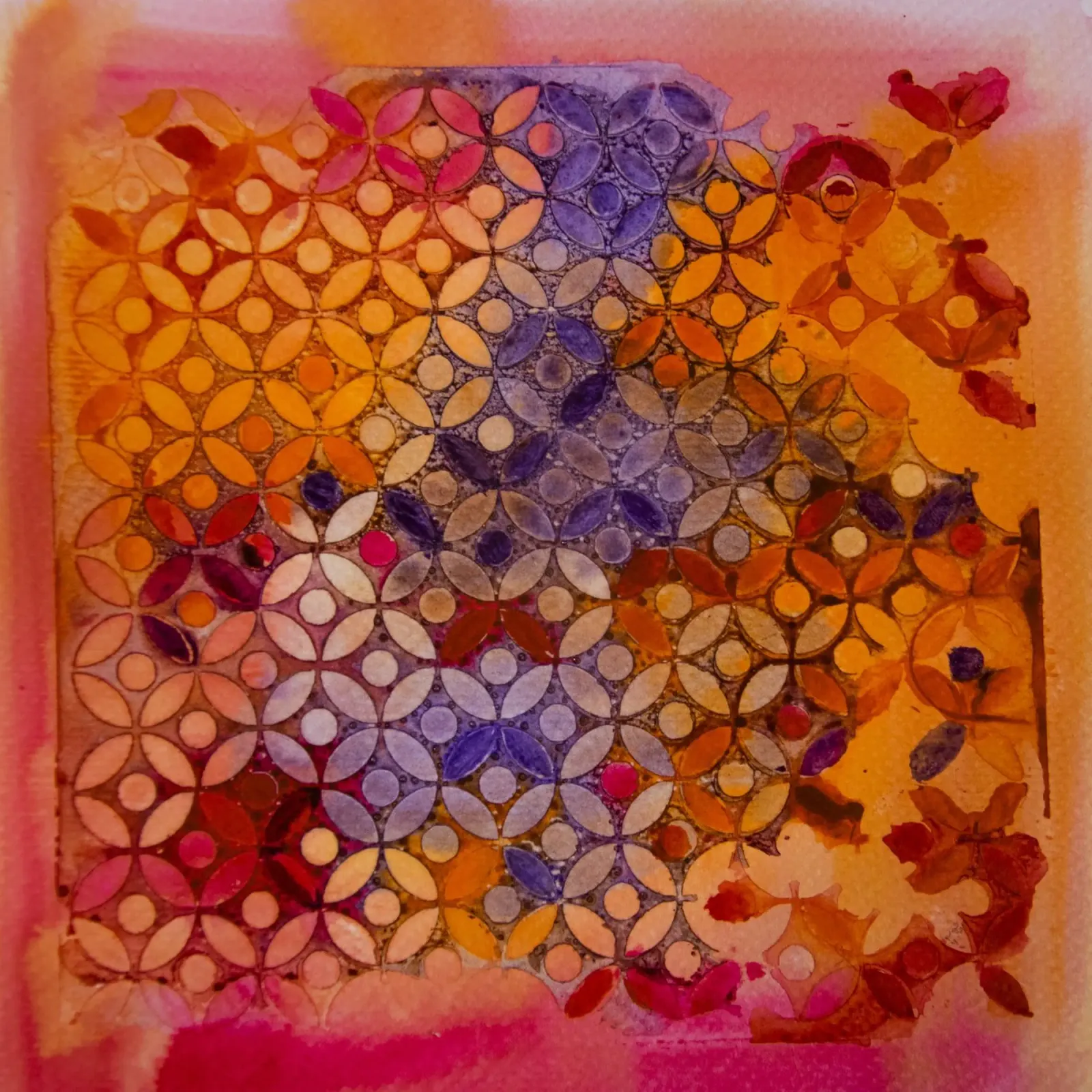 Astratto arancione rosa e viola poster con telaio in plastica da Teresa André