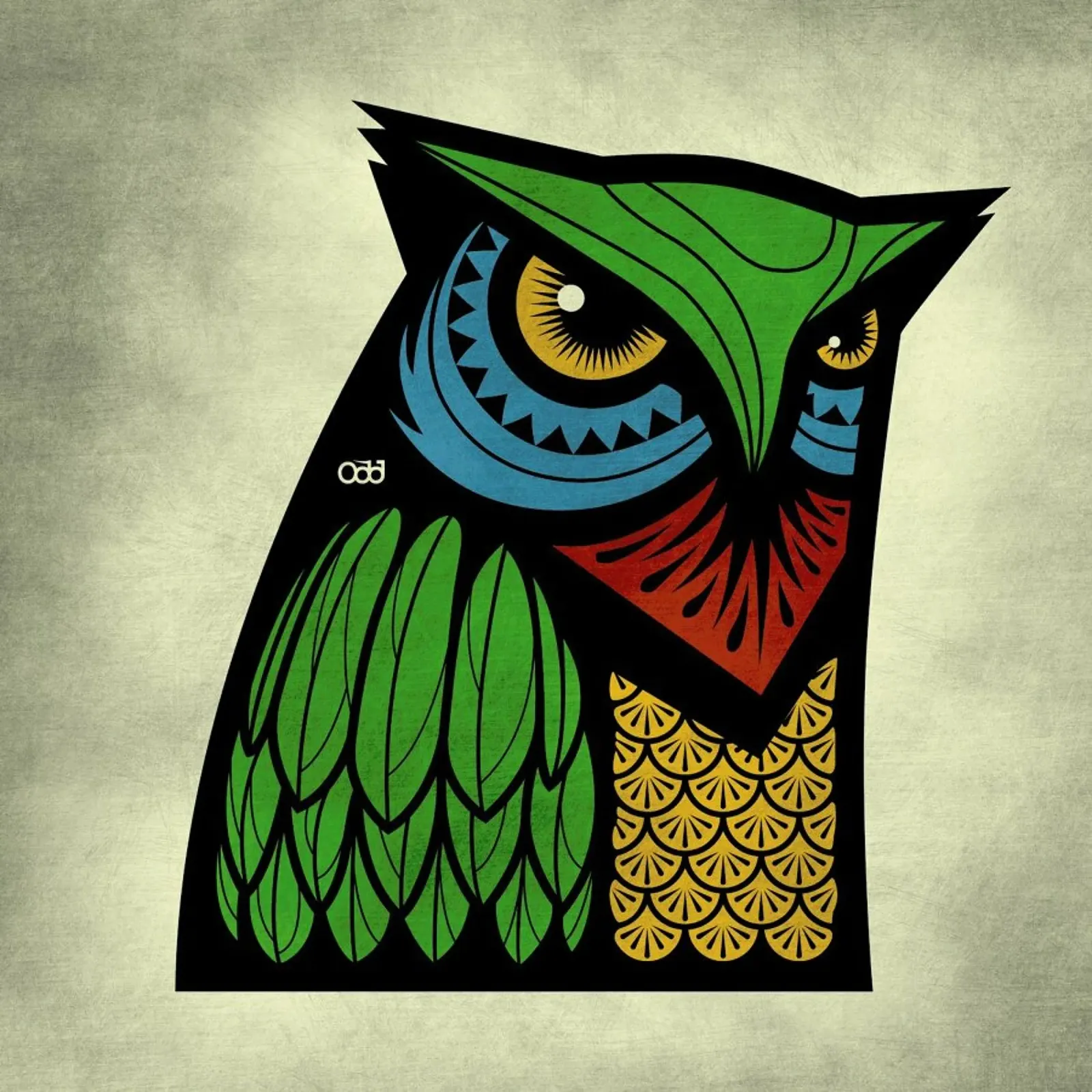 Owl poster con telaio in legno da Oscar Odd Diodoro