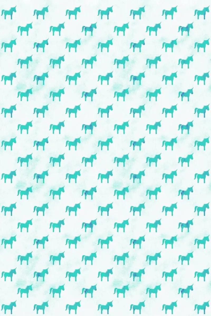 Unicorn Party Aqua poster con telaio in legno da Leah Flores