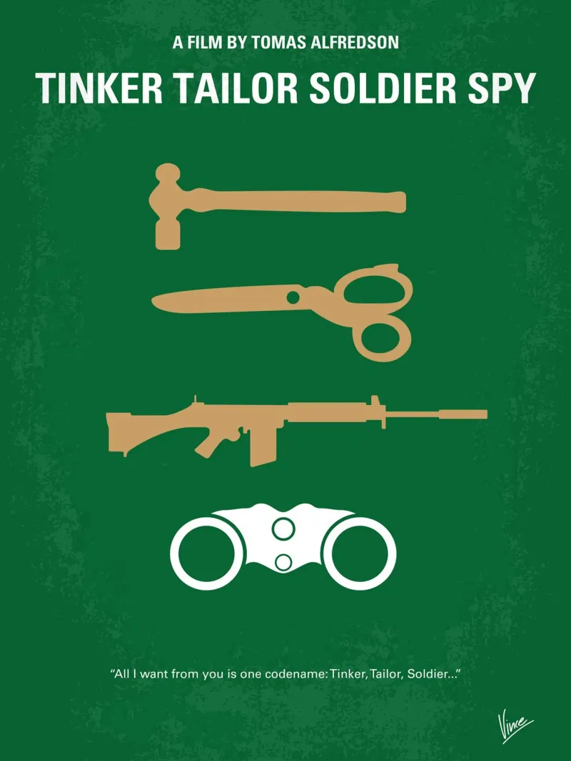 No787 My Tinker Tailor Soldier Spy minimal movie poster alluminio dibond da Chungkong