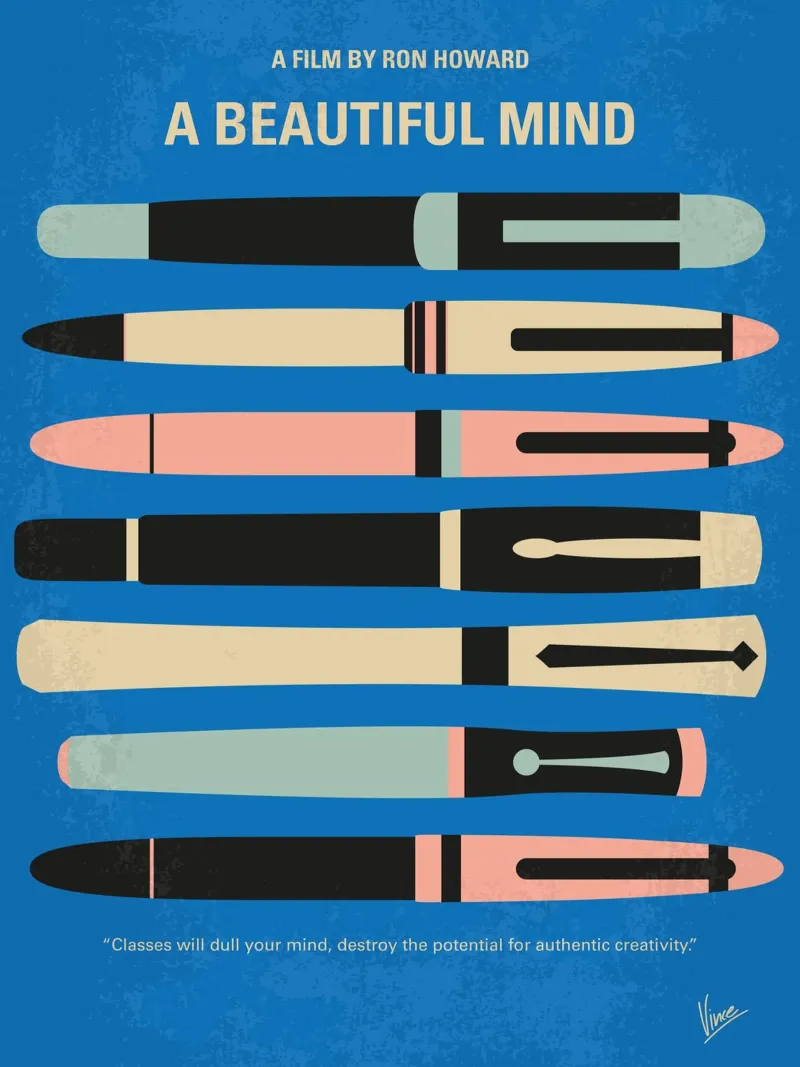 No809 My A Beautiful Mind minimal movie poster poster con telaio in alluminio da Chungkong